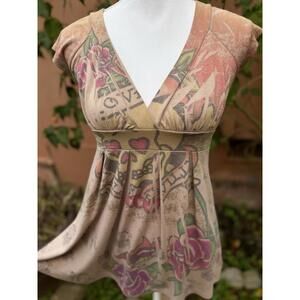 Julie’s Closet Tattoo Baby Doll Mini Dress Size S